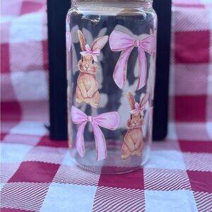Pink Bunny Glass Tumbler